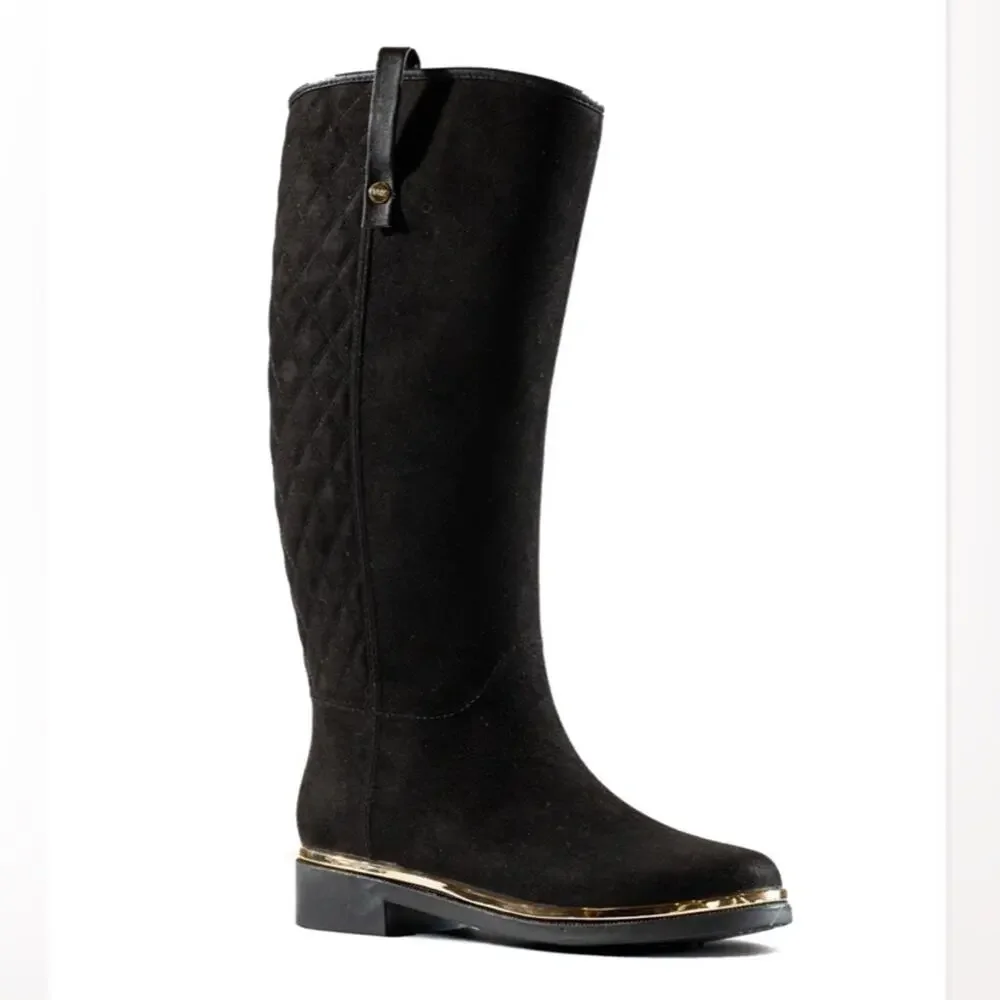 NWT - WET KNOT - Faux Suede Waterproof Equus Quilted High Shaft Boots